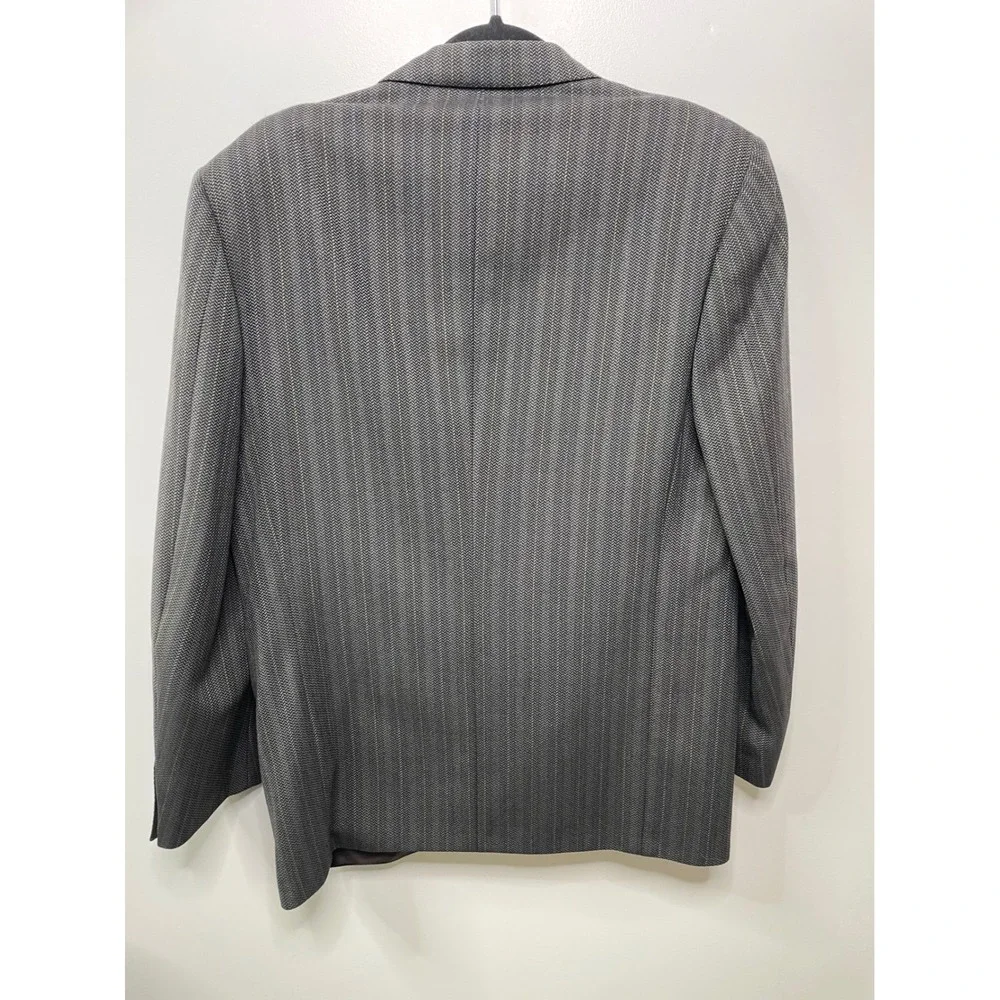 Vtg Lanvin Boutique Italy Wool Double Breasted‎ Blazer Suit Gray Mens Size 50